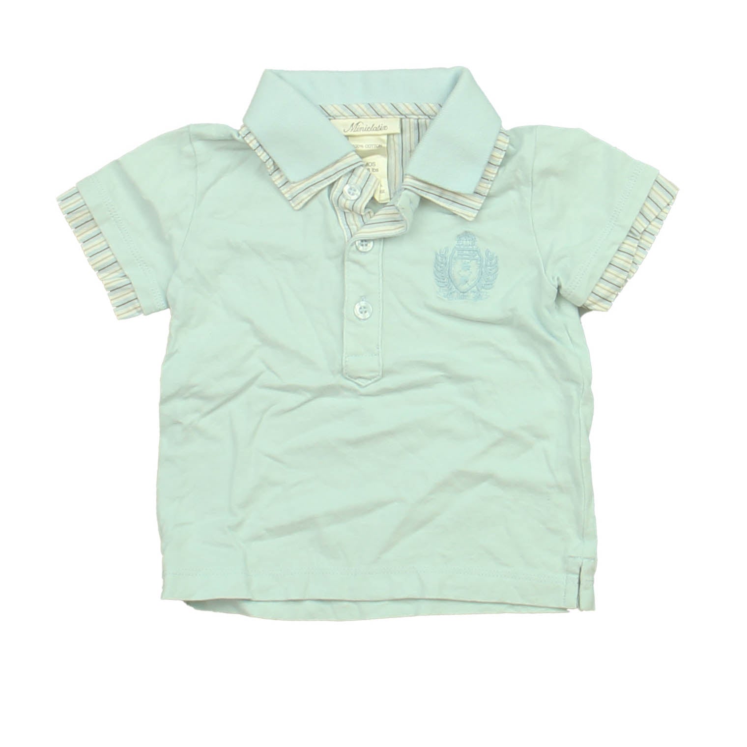 Miniclasix Boys Blue Polo Shirt Size: 9 Months Blue