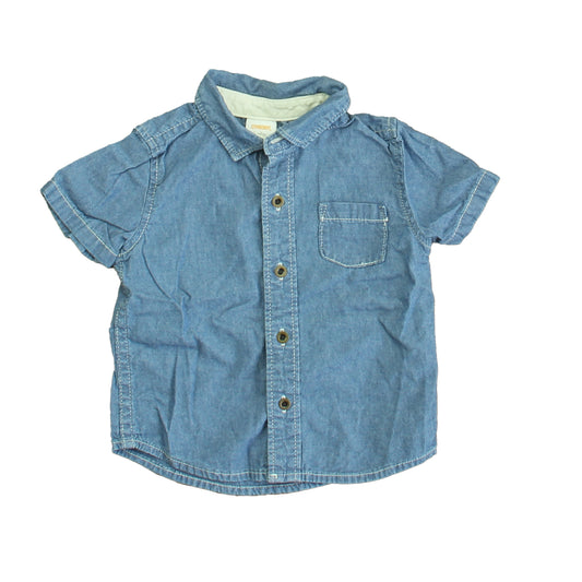 Gymboree Boys Blue Button Down Short Sleeve Size: 6-12 Months Blue