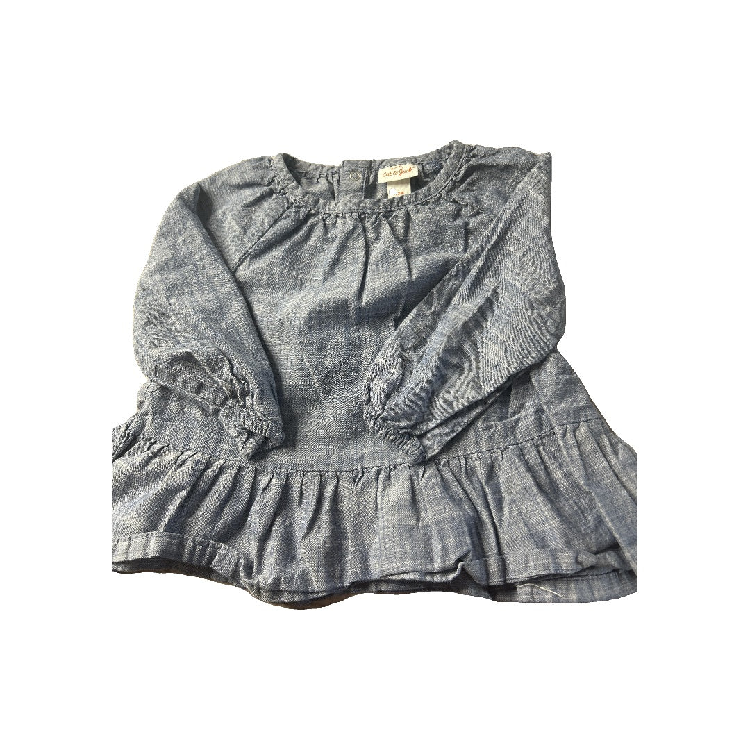 Cat & Jack Girls Blue Button Down Short Sleeve Size: 18 months Blue
