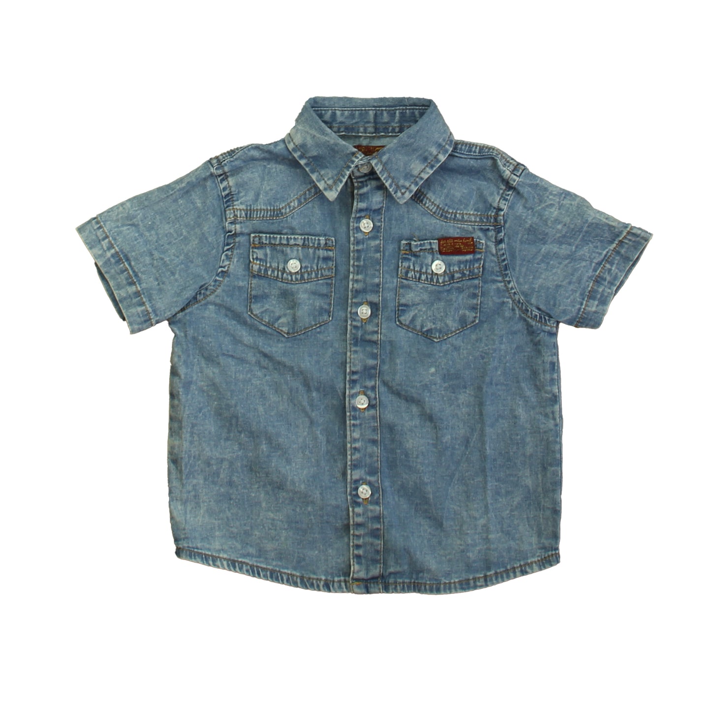 7 for all Mankind Boys Blue Button Down Short Sleeve Size: 2T