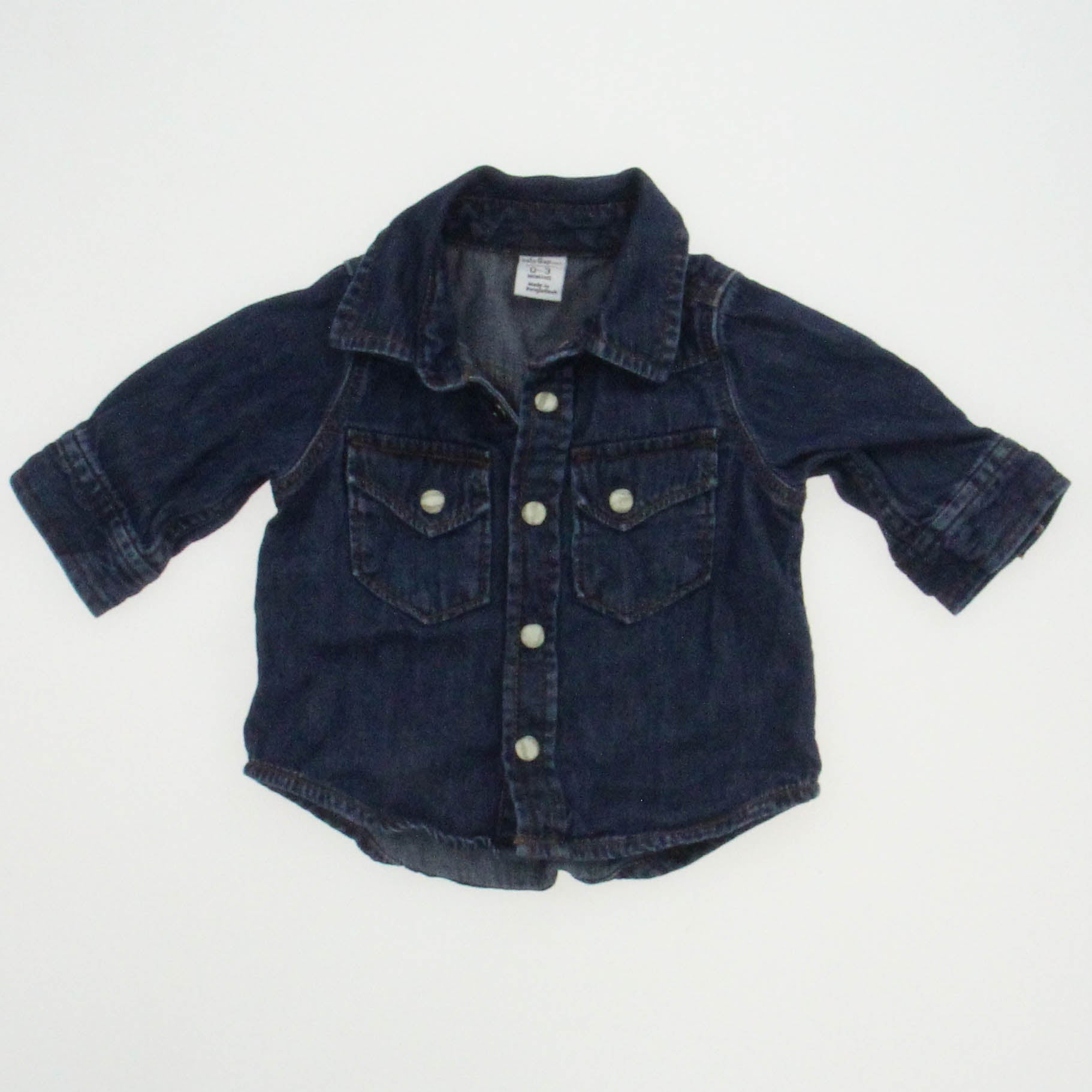 Gap Boys Blue Button Down Long Sleeve Size: 0-3 Months Blue