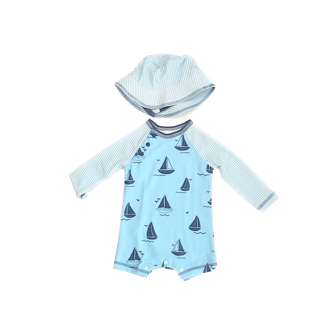 Mudpie Boys Blue 1-piece Swimsuit Size: 6-9 Months Blue