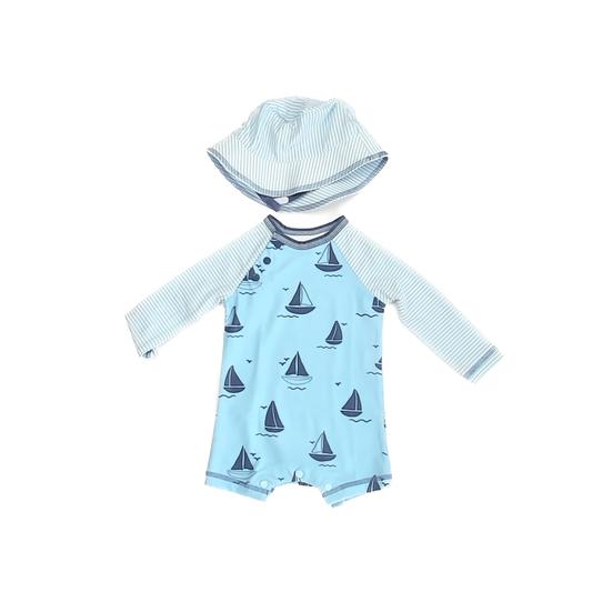 Mudpie Boys Blue 1-piece Swimsuit Size: 6-9 Months Blue