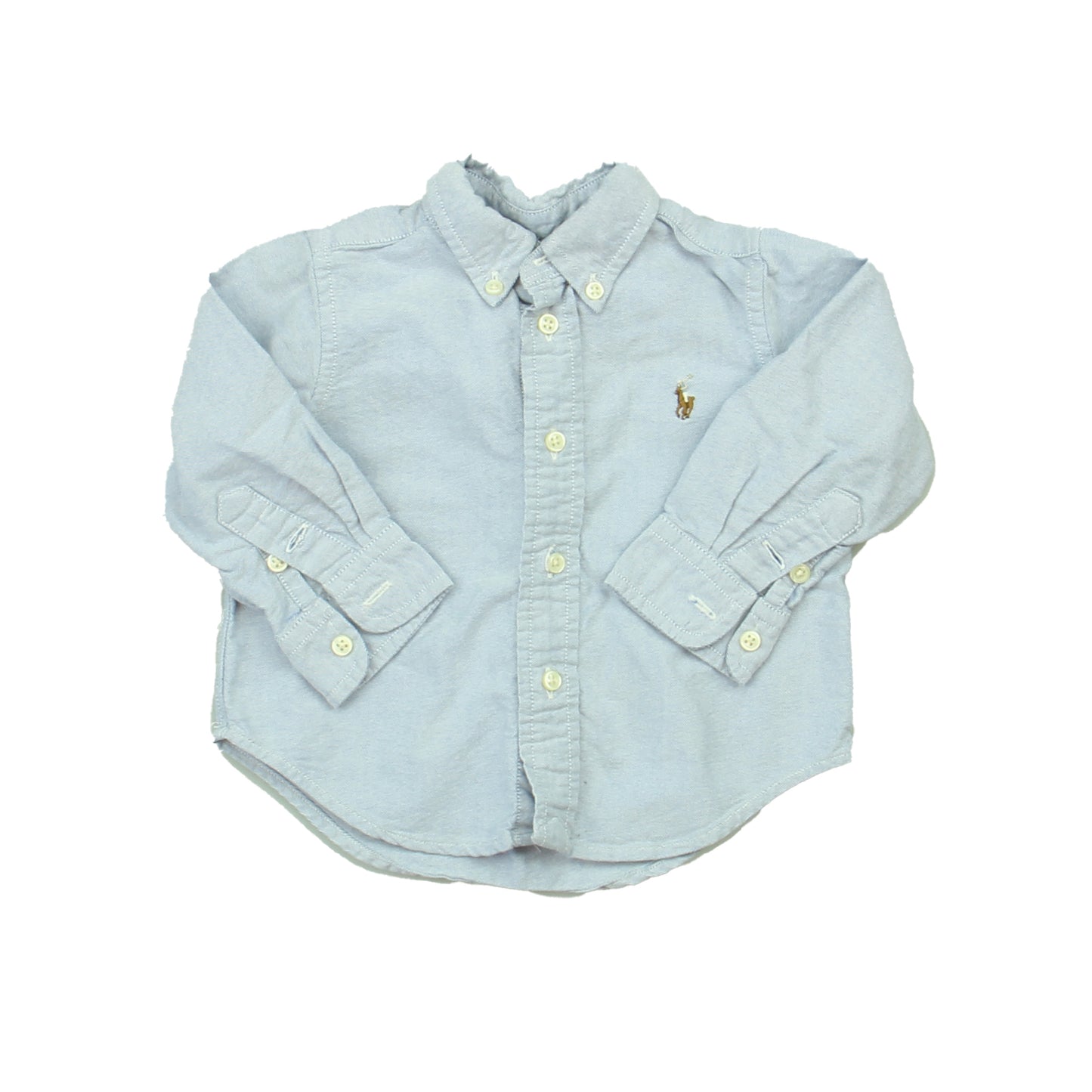 Ralph Lauren Boys Blue Button Down Long Sleeve Size: 12 Months Blue