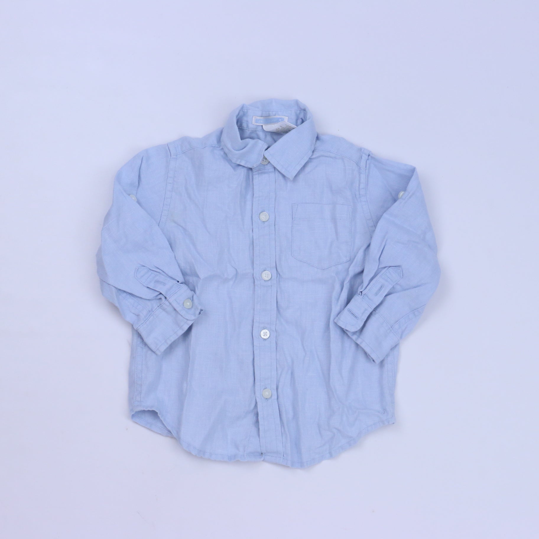 Janie & Jack Boys Blue Button Down Long Sleeve Size: 12-18 Months Blue