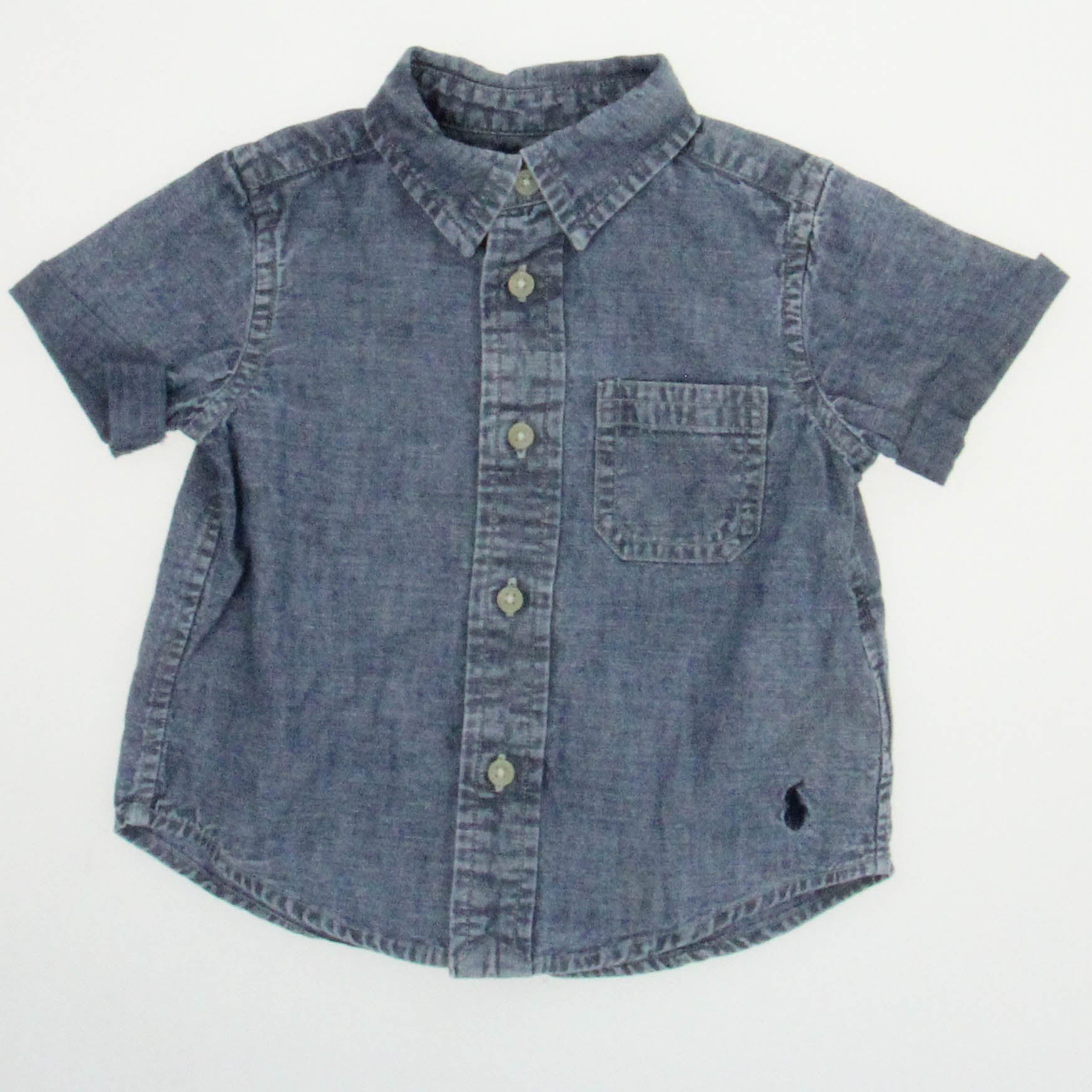 Ralph Lauren Boys Blue Button Down Short Sleeve Size: 9 Months Blue
