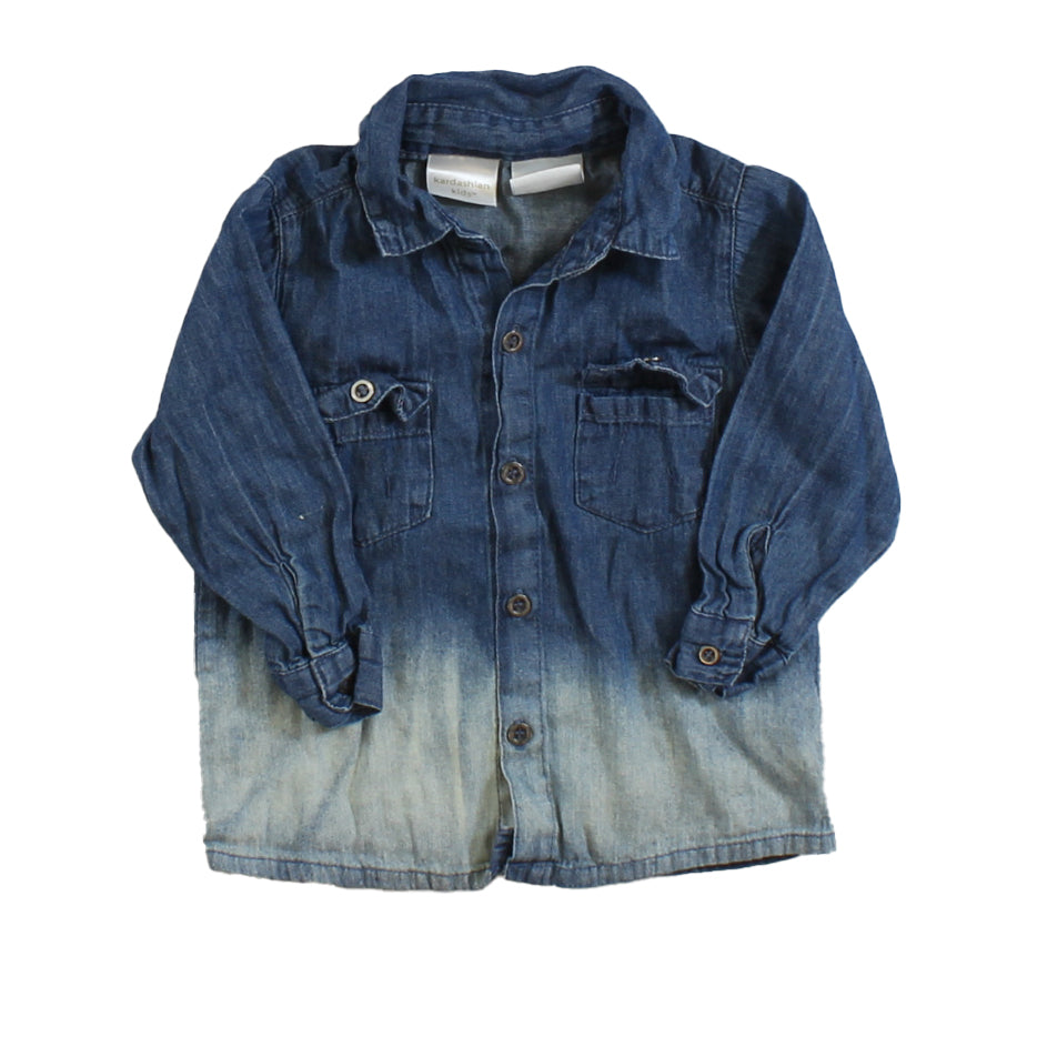 Kardashian Kids Boys Blue Button Down Long Sleeve Size: 9 Months Blue