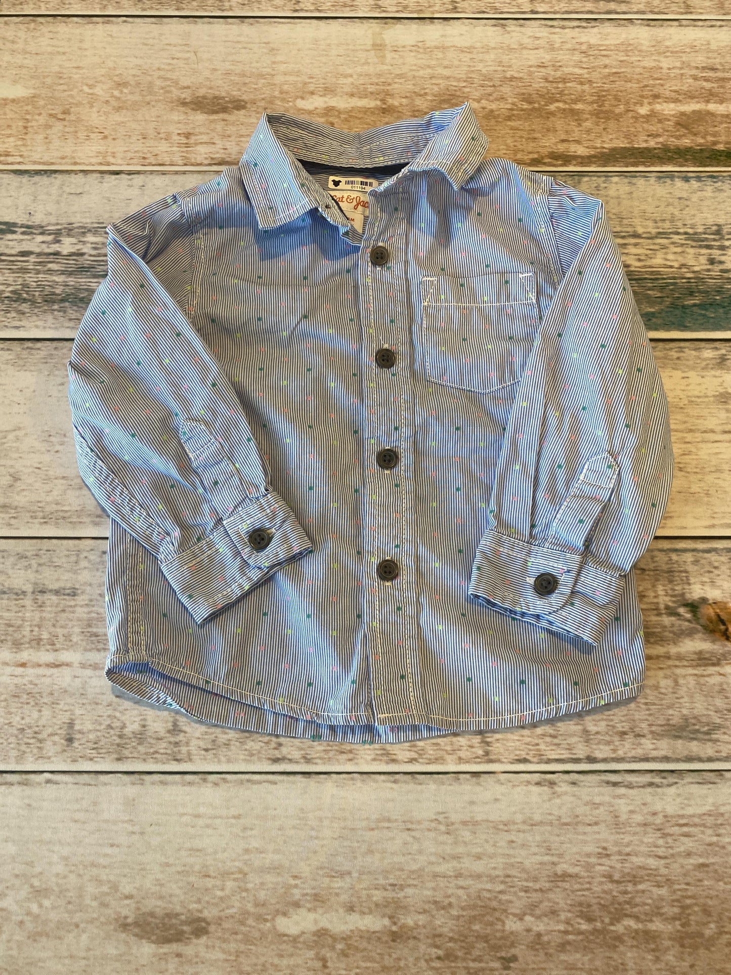 Cat & Jack Boys Blue Button Down Short Sleeve Size: 18 months Blue
