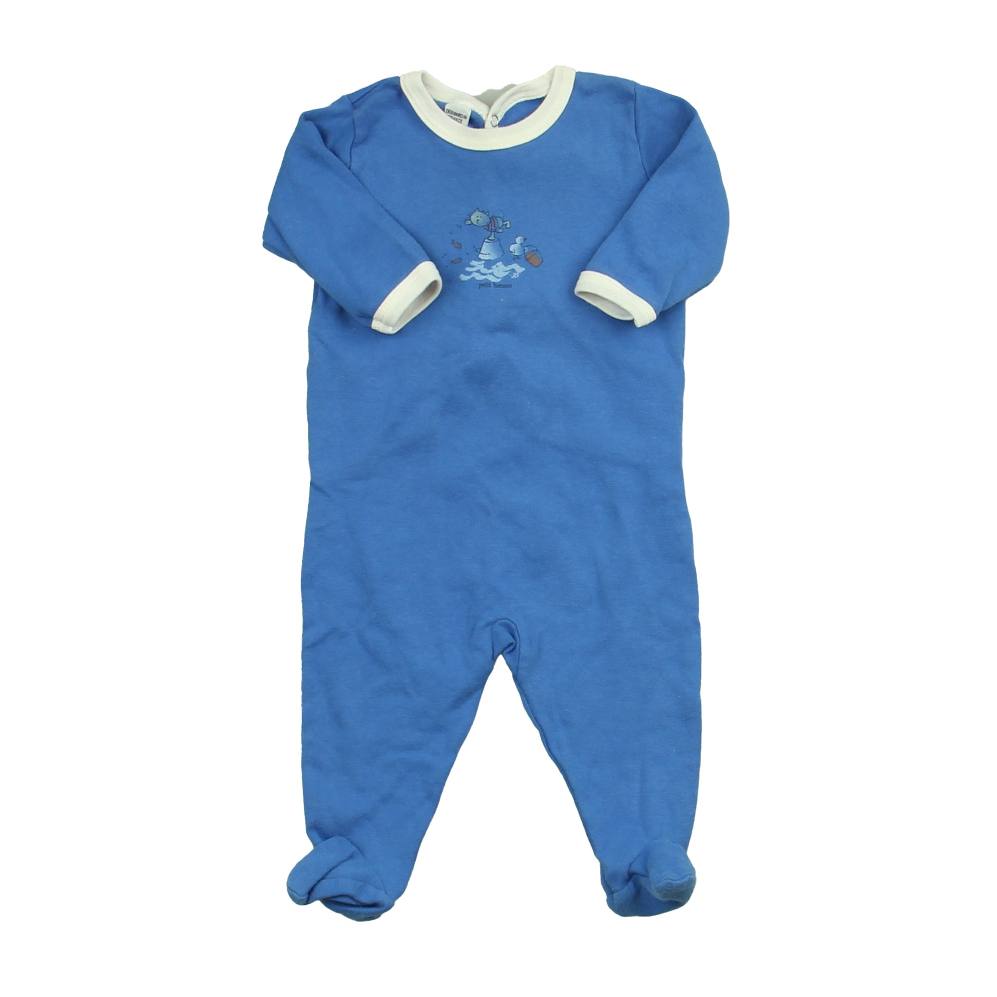 Petit Bateau Boys Blue 1-piece footed Pajamas Size: 3 Months Blue