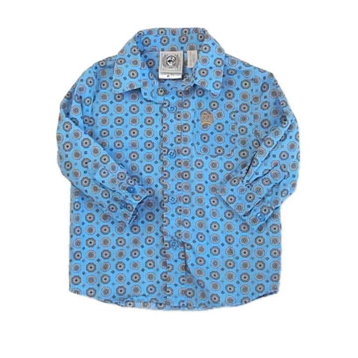 Cinch Boys Blue Button Down Long Sleeve Size: 12-18 Months Blue