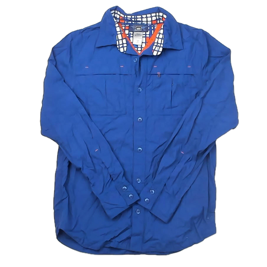 REI Boys Blue Button Down Long Sleeve Size: 10-12 Years Blue