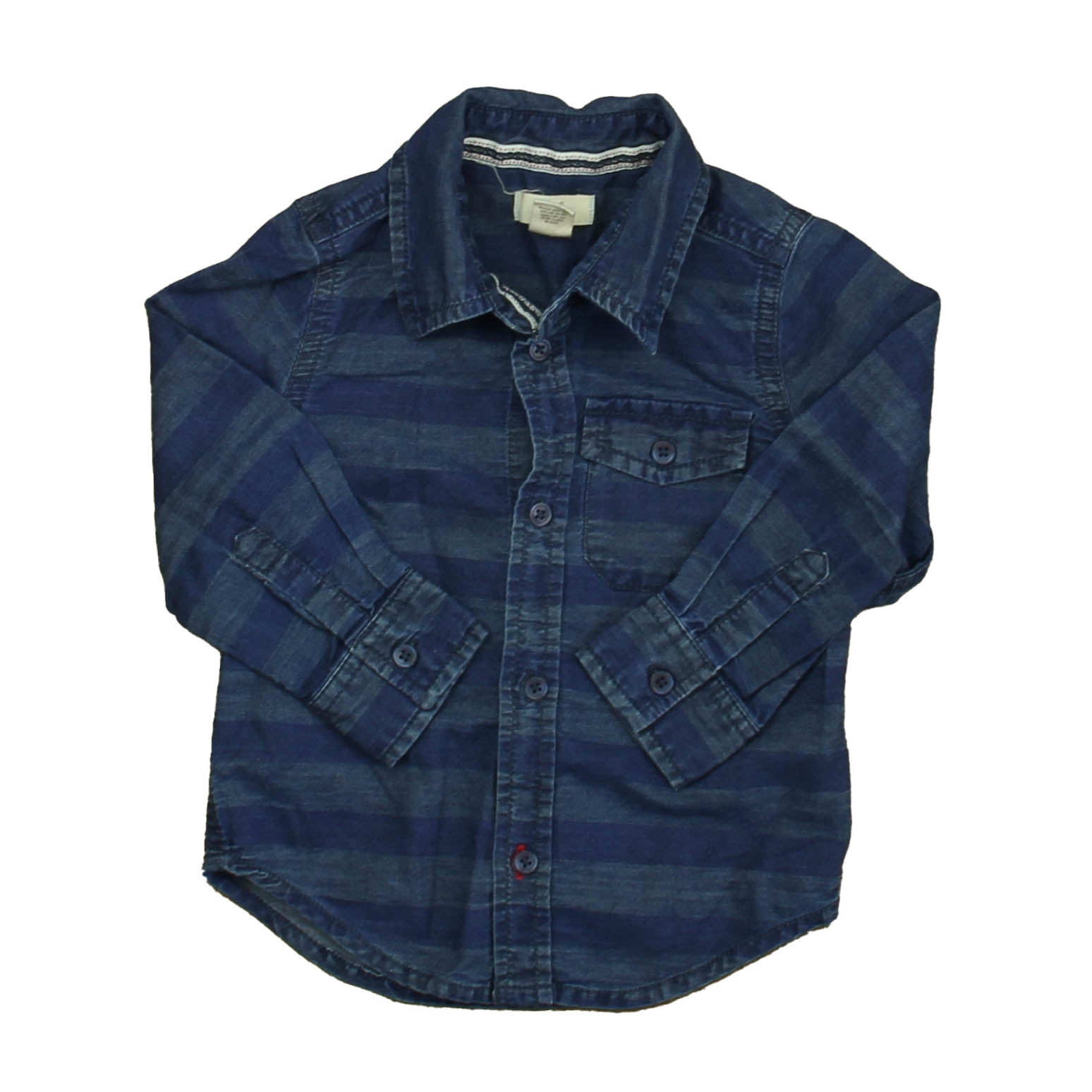 Peek Boys Blue Button Down Long Sleeve Size: 12-18 Months Blue
