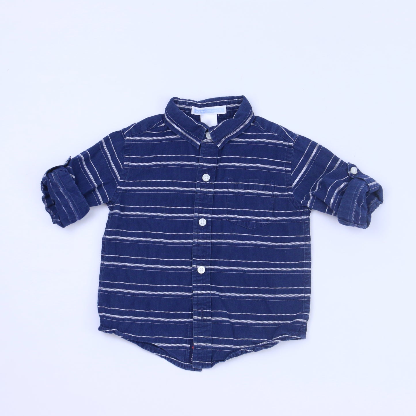 Janie & Jack Boys Blue Button Down Long Sleeve Size: 6-12 Months Blue