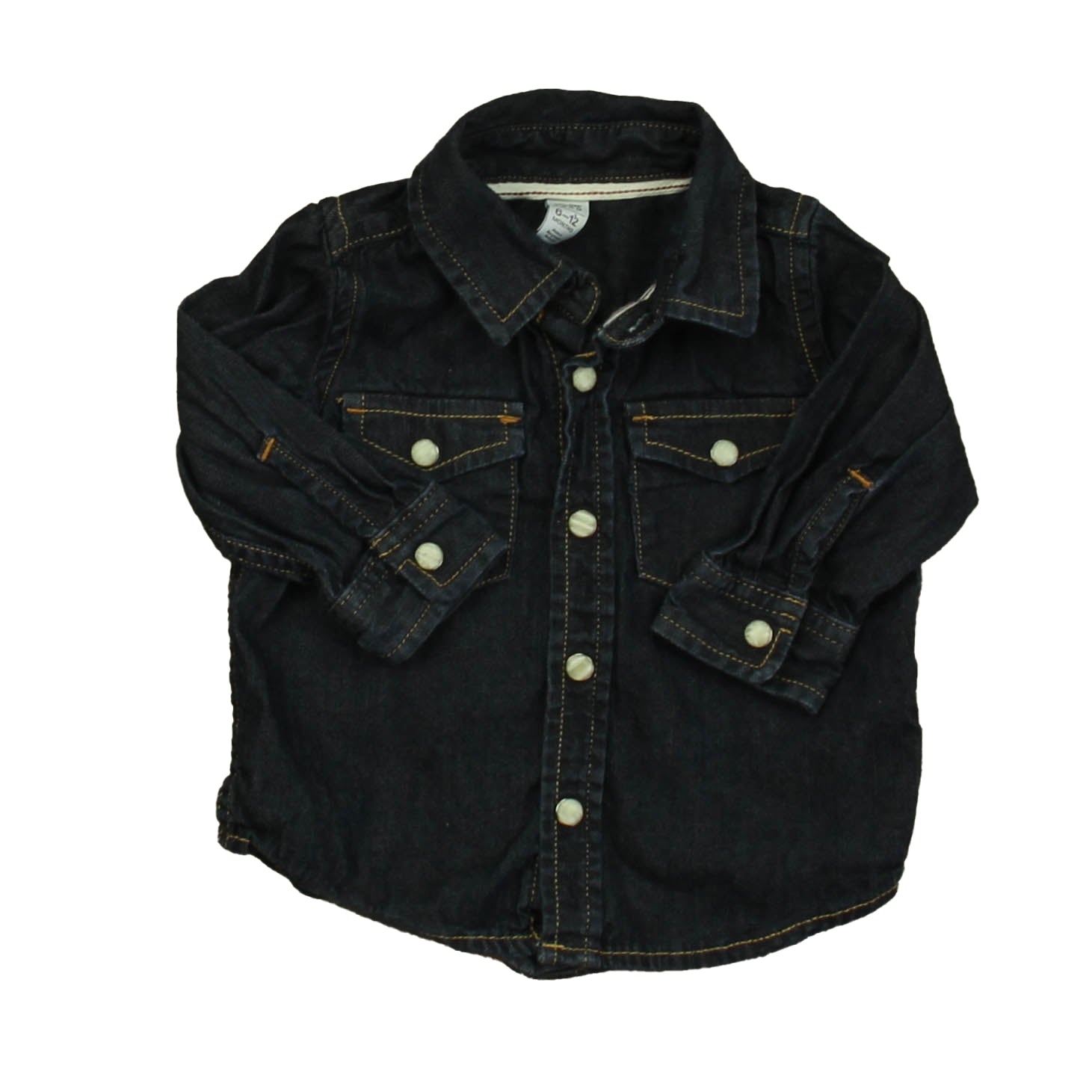 Gap Boys Blue Button Down Long Sleeve Size: 6-12 Months Blue