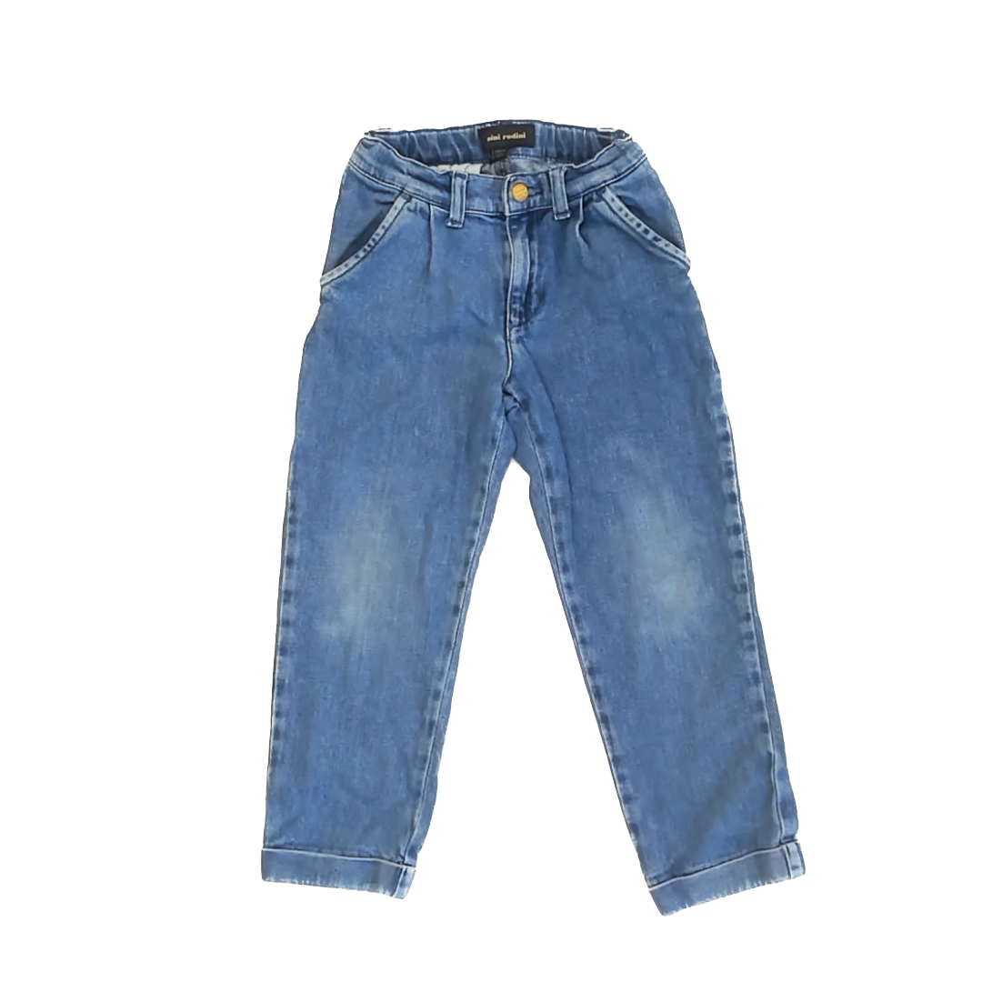 Mini Rodini Girls Blue Jeans Size: 5-7 Years Blue
