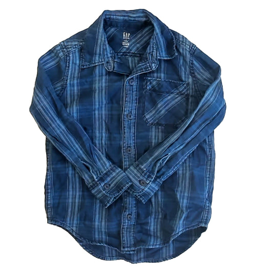 Gap Girls Blue Button Down Long Sleeve Size: 6-7 Years Blue