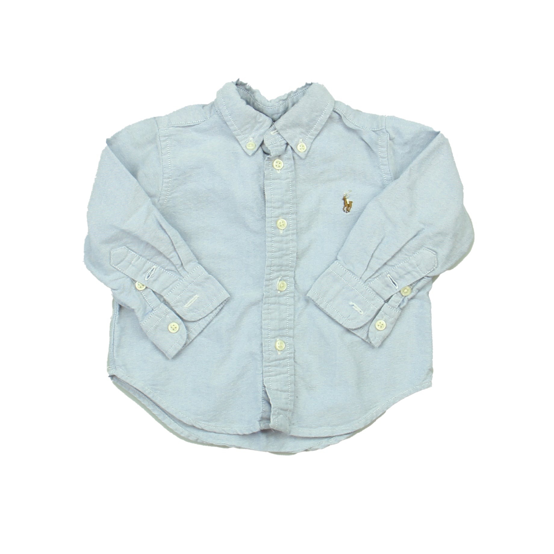 Ralph Lauren Boys Blue Button Down Long Sleeve Size: 12 Months Blue