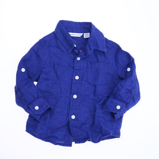 Janie & Jack Boys Blue Button Down Long Sleeve Size: 6-12 Months Blue