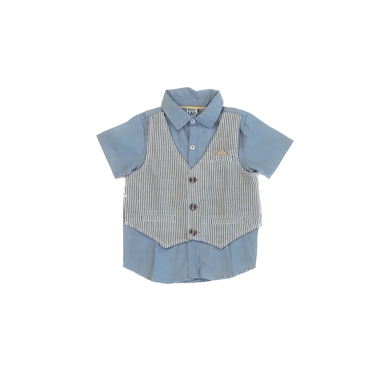 Little Lad Boys Blue Button Down Short Sleeve Size: 3T Blue