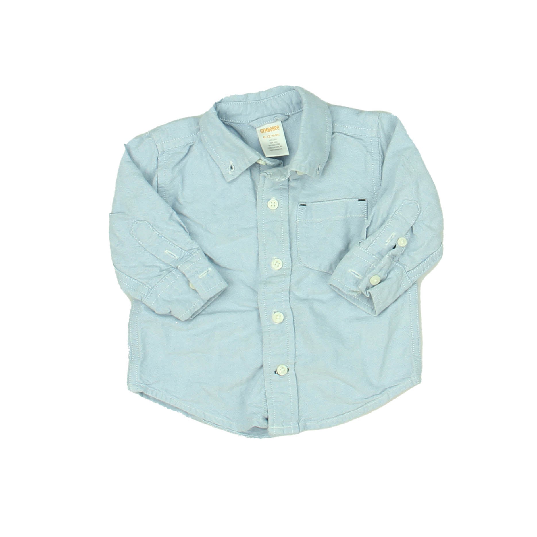 Gymboree Boys Blue Button Down Long Sleeve Size: 6-12 Months Blue