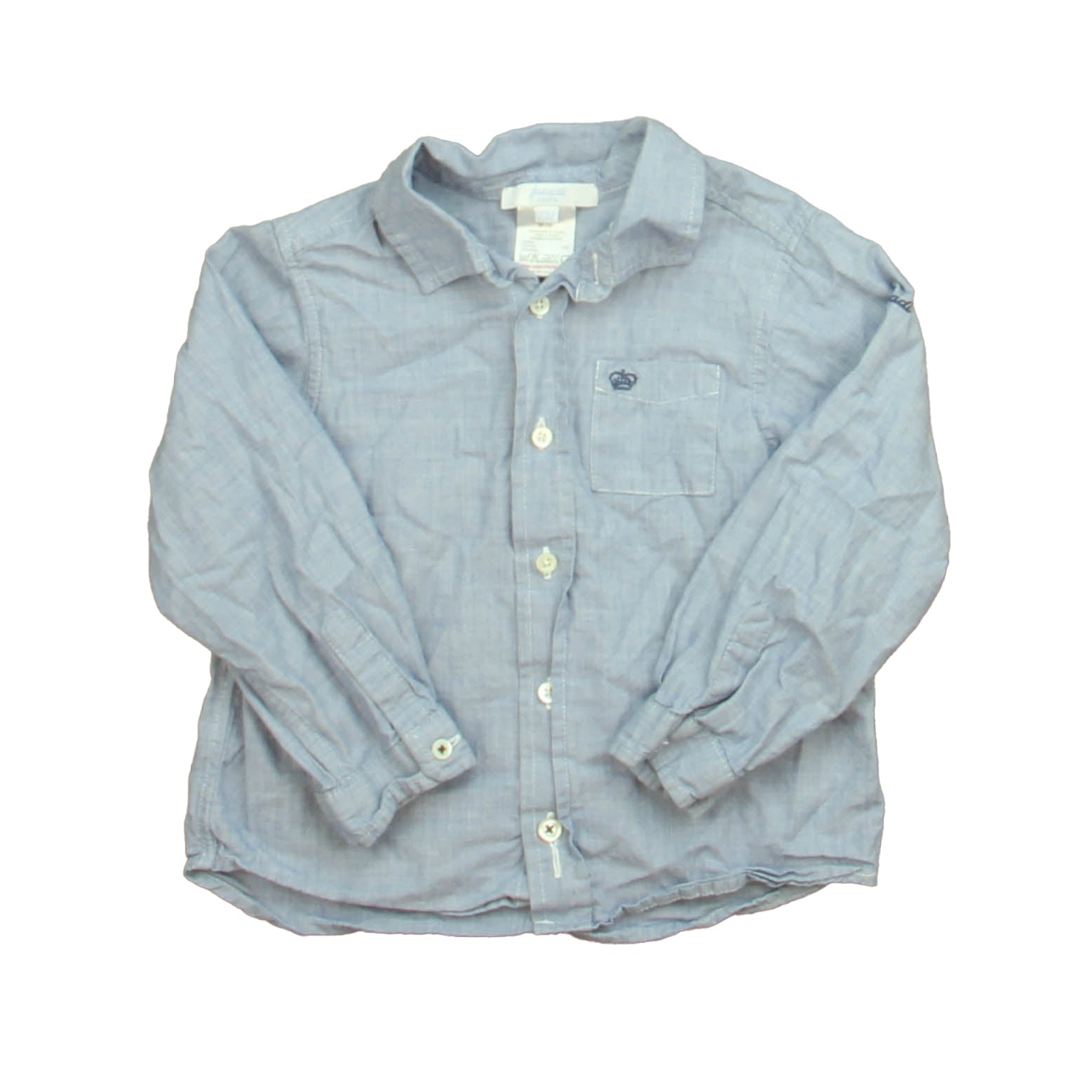 Jacadi Boys Blue Button Down Long Sleeve Size: 23 Months Blue