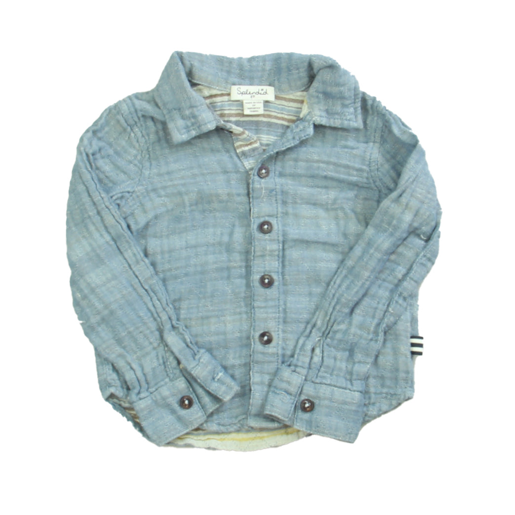 Splendid Boys Blue Button Down Long Sleeve Size: 2T Blue