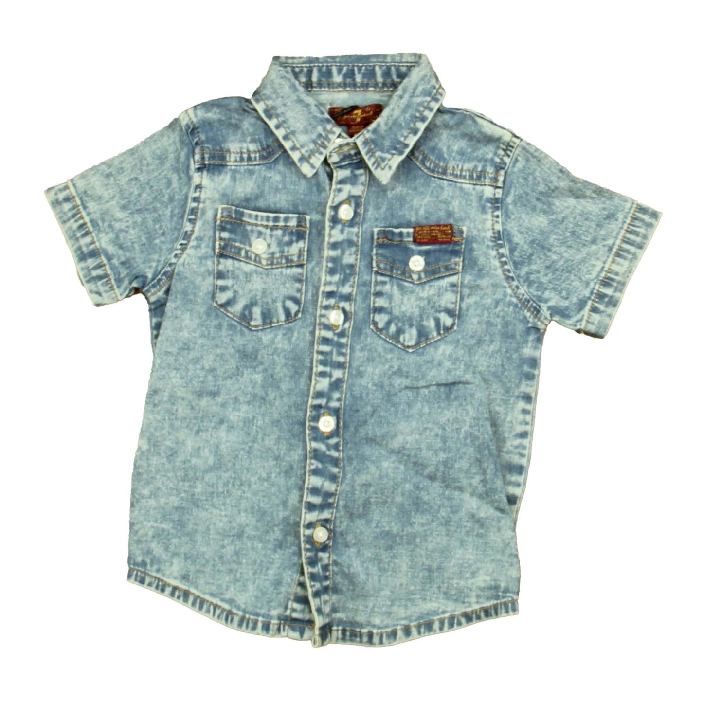 7 for all Mankind Boys Blue Button Down Short Sleeve Size: 24 Months