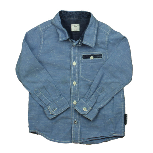 Polarn O. Pyret Boys Blue Button Down Long Sleeve Size: 2-3T Blue