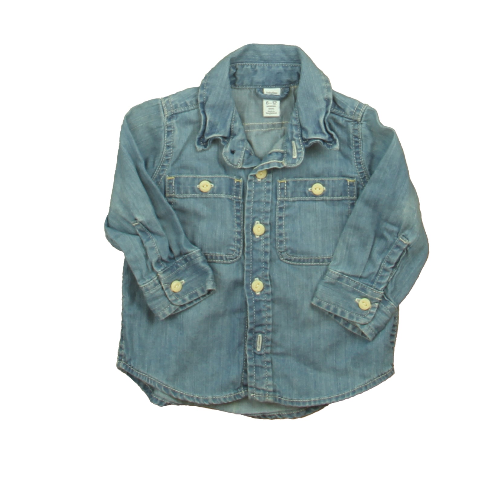 Gap Boys Blue Button Down Long Sleeve Size: 6-12 Months Blue