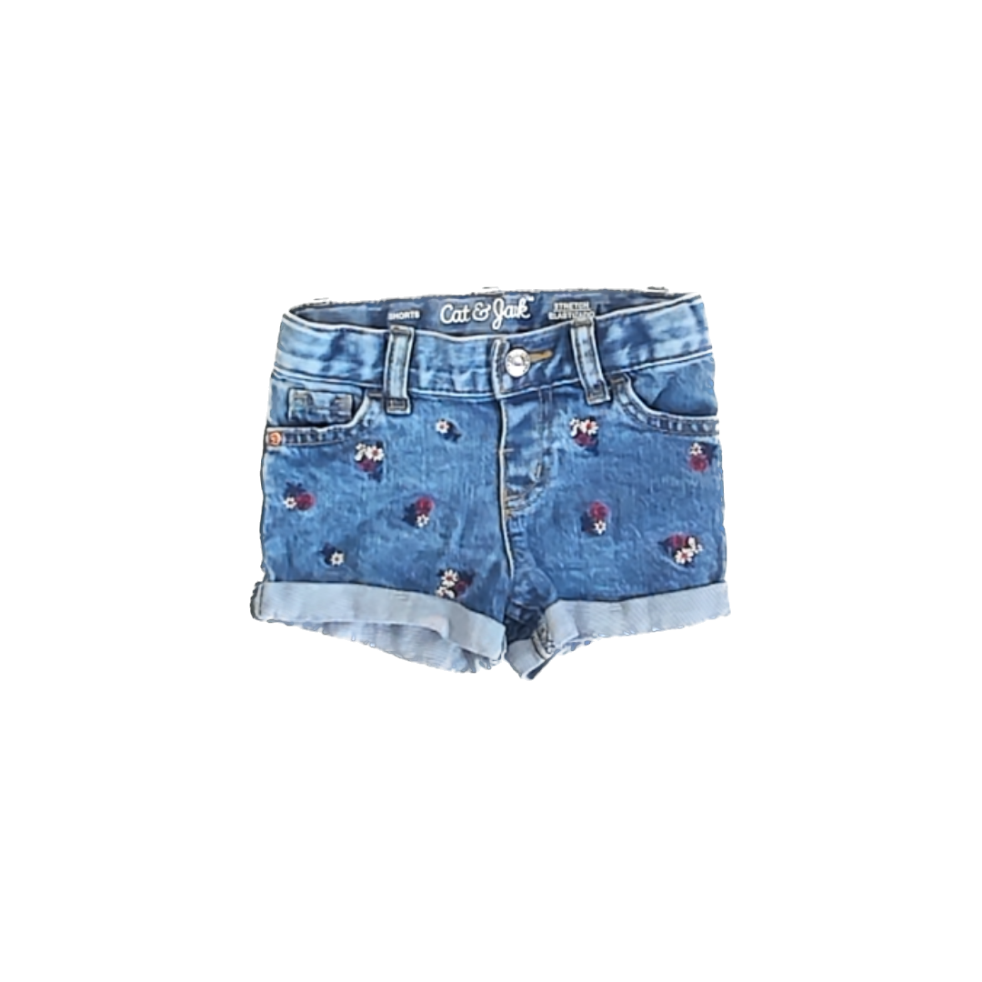 Cat & Jack Girls Blue Jean Shorts Size: 12 Months Blue