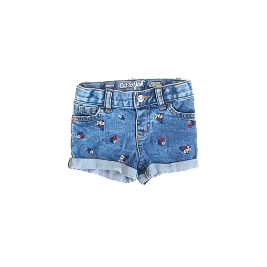 Cat & Jack Girls Blue Jean Shorts Size: 12 Months Blue