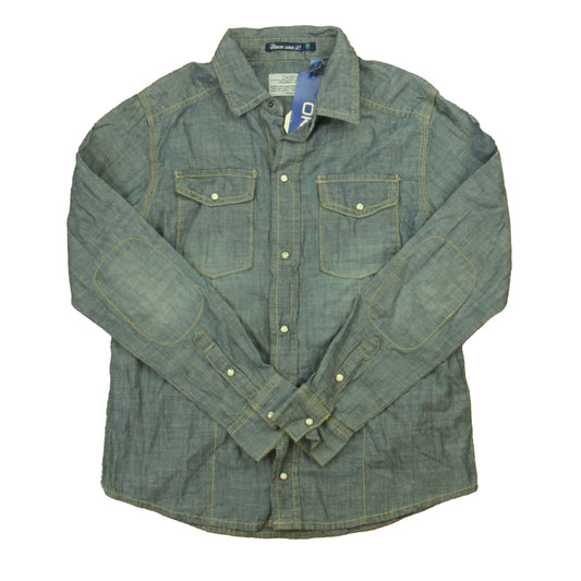 Okaidi Boys Blue Button Down Long Sleeve Size: 12 Years Blue