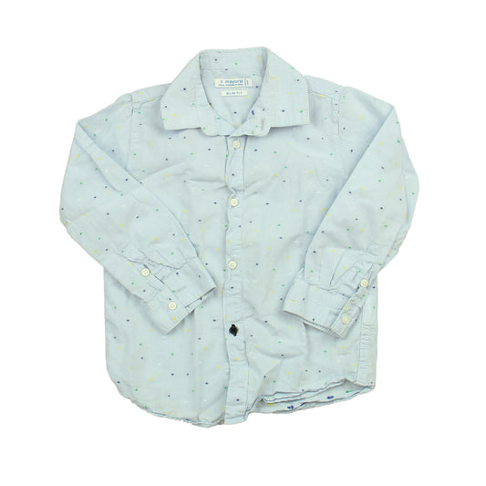 Mayoral Boys Blue Button Down Long Sleeve Size: 3T