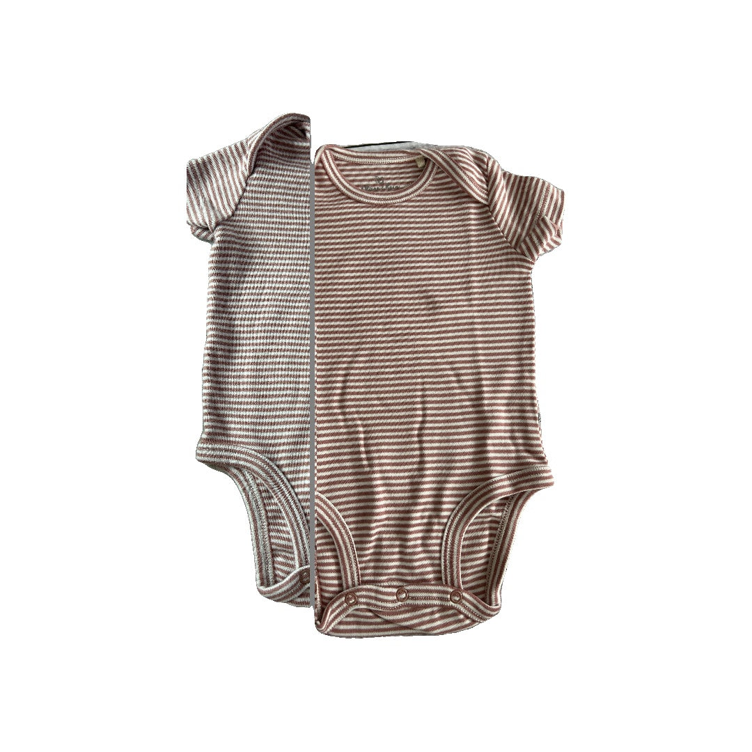 Oliver & Rain Girls Blush | White | Stripe Onesie Size: 9 months Blush | White | Stripe