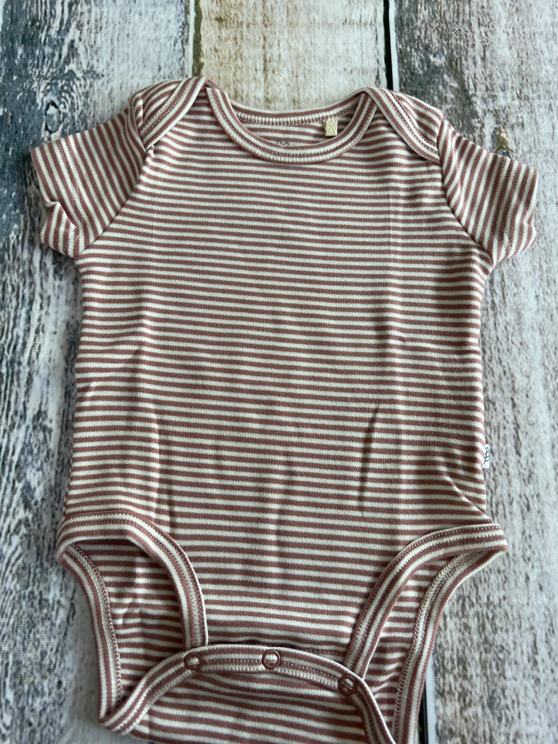 Girls Blush | White | Stripe Onesie Size: 3 months Blush | White | Stripe