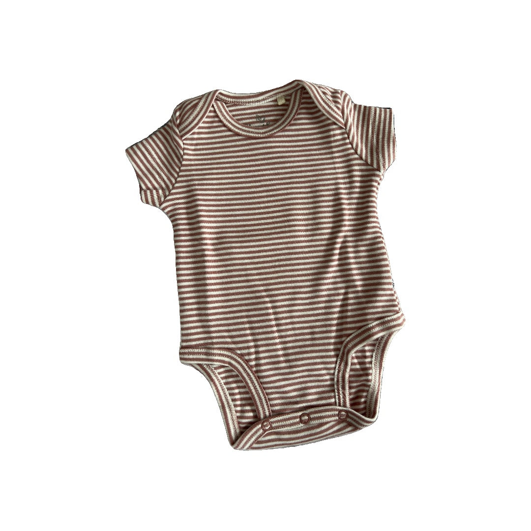 Oliver & Rain Girls Blush | White | Stripe Onesie Size: Newborn Blush | White | Stripe