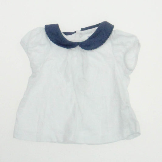 bout'chou Girls White | Blue Blouse Size: 6 Months White | Blue