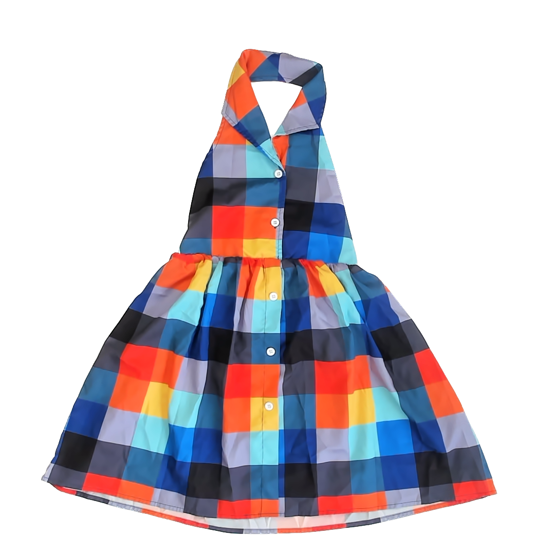 Unknown Girls Bright Checkered Dress Size: 7-8 Years* Bright Checkered
