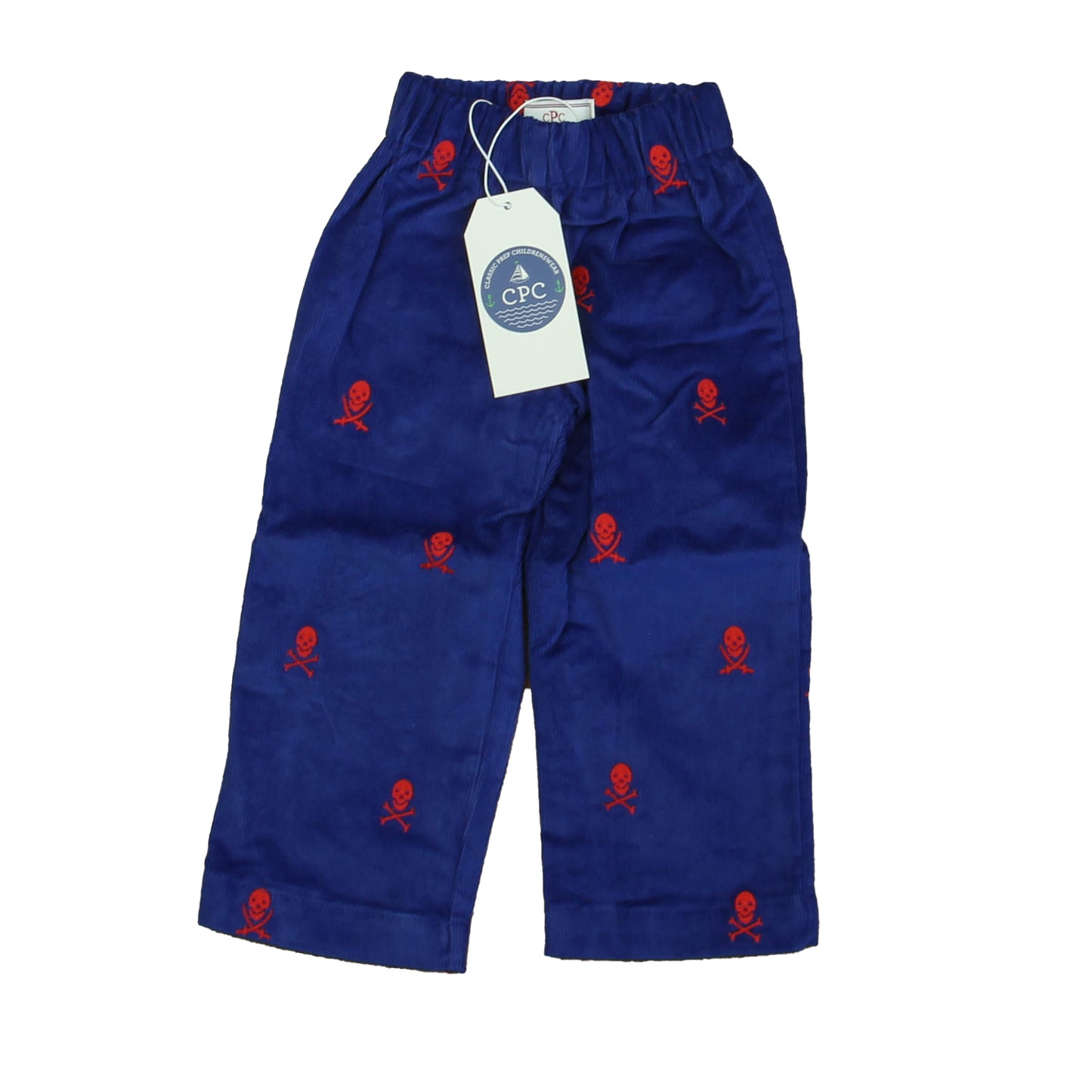 Classic Prep Boys Bright Navy with Skull and Cross Bones Corduroy Pants Size: 12-24 Months Bright Navy with Skull and Cross Bones