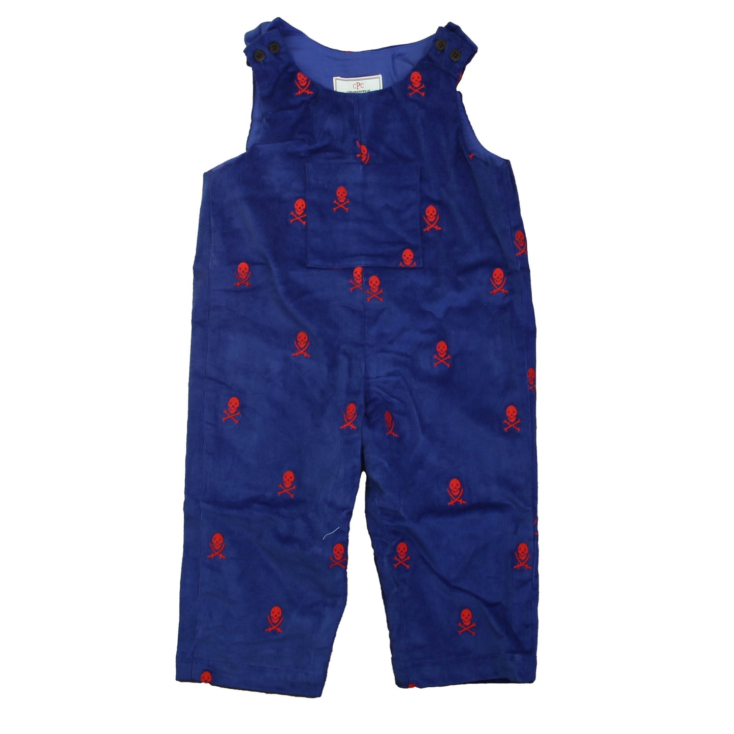 Classic Prep Boys Bright Navy with Skull & Crossbones Romper Size: 2-5T