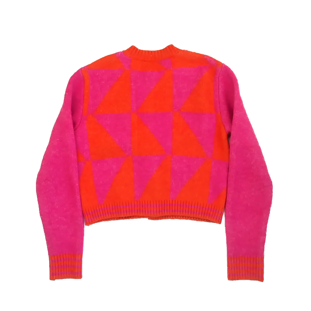 Mango Girls Bright Pink & Orange Cardigan Size: XS Bright Pink & Orange