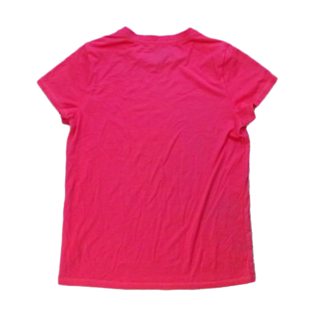 Rockets Of Awesome Girls Bright Pink | Silver Stripe Shoulder Short Sleeve Shirt Size: 12 Years Bright Pink | Silver Stripe Shoulder
