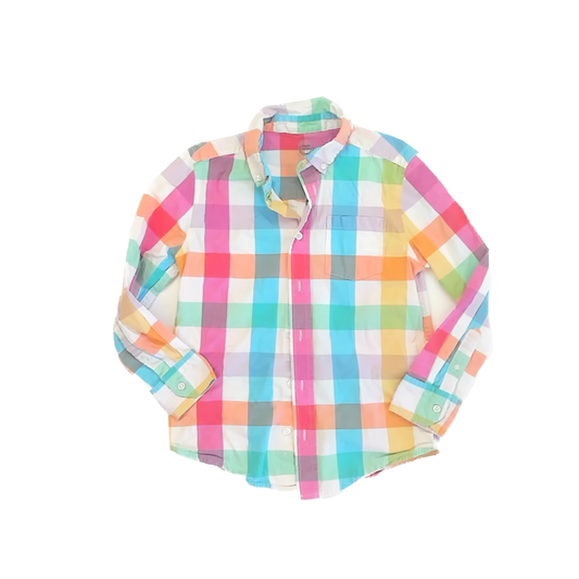 Wonder Nation Boys Bright Plaid Button Down Long Sleeve Size: 8 Years Bright Plaid