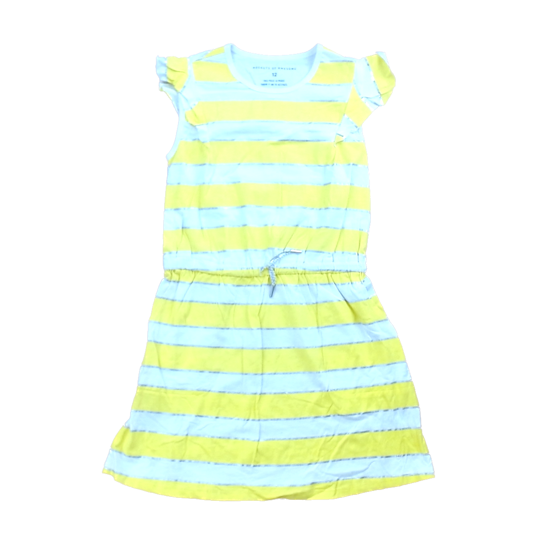 Rockets Of Awesome Girls Bright Yellow and Silver Stripes Dress Size: 12 Years Bright Yellow and Silver Stripes