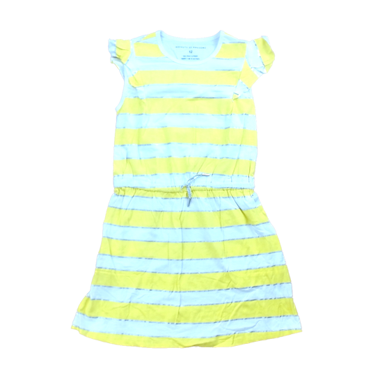 Rockets Of Awesome Girls Bright Yellow and Silver Stripes Dress Size: 12 Years Bright Yellow and Silver Stripes