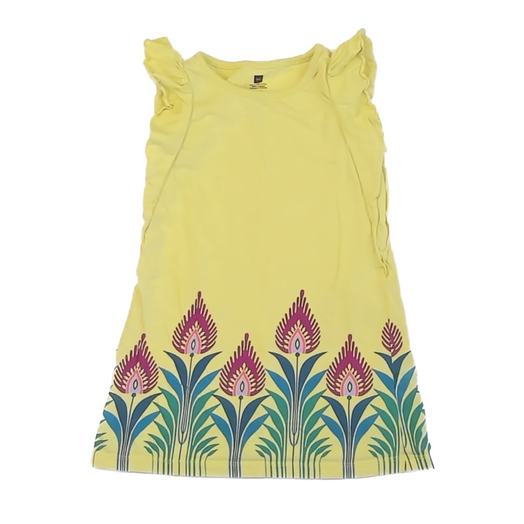 Tea Collection Girls Bright Yellow | Short Sleeve Dress Size: 5T Bright Yellow | Short Sleeve