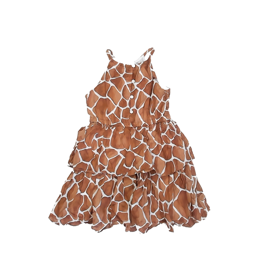 Janie and Jack Girls Brown Animal Print Dress Size: 6 years Brown Animal Print