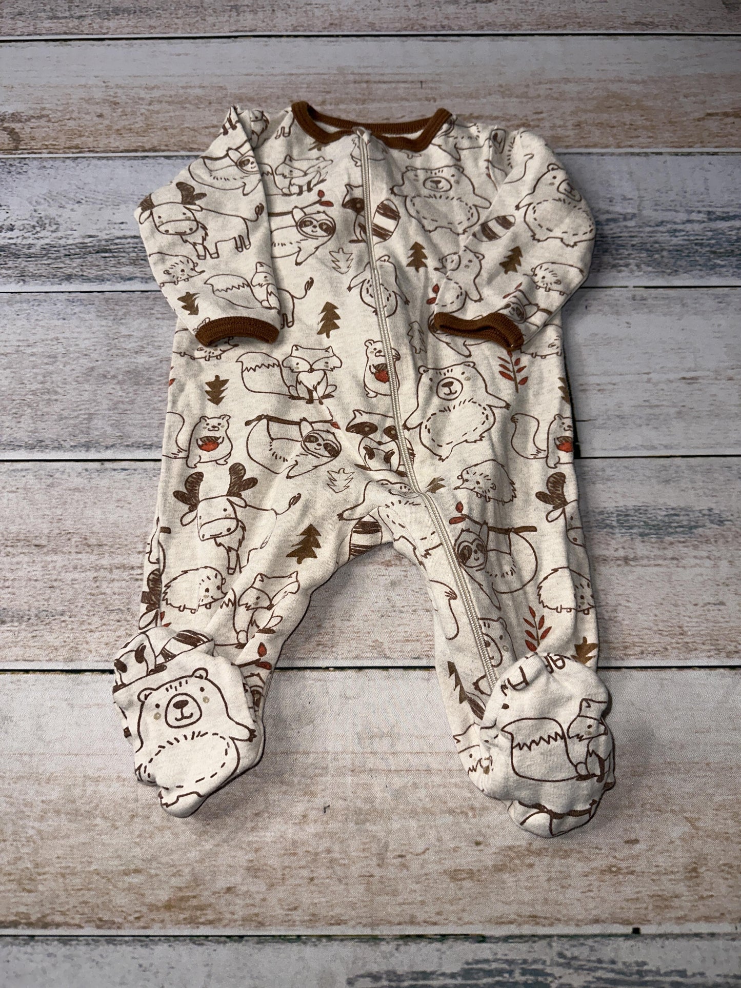 WonderNation Boys Brown | animals Pajamas Size: 3-6 months Brown | animals