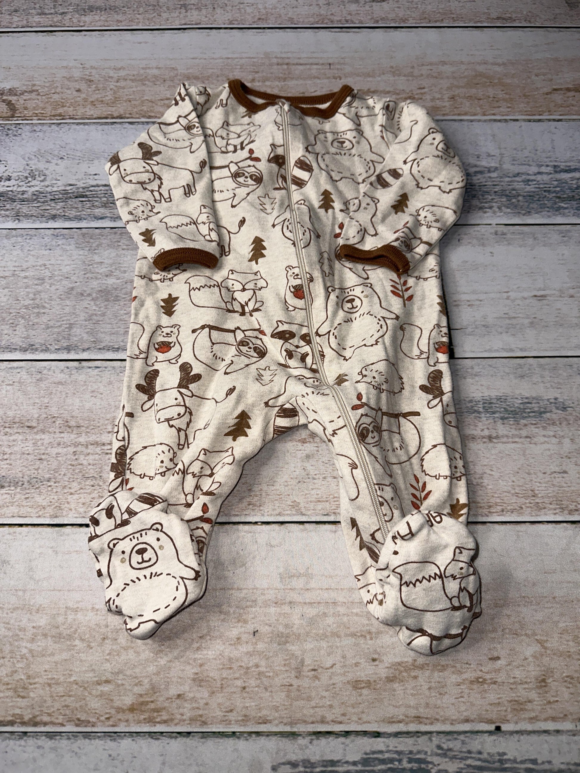 WonderNation Boys Brown | animals Pajamas Size: 3-6 months Brown | animals