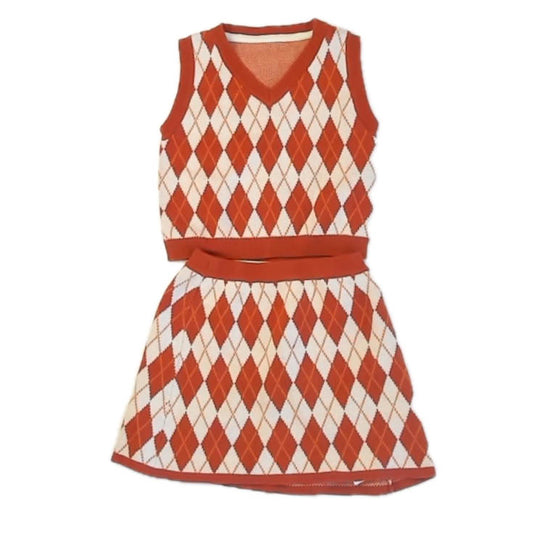 Unknown Brand Girls Brown Argyle Apparel Sets Size: 5-6 Years Brown Argyle